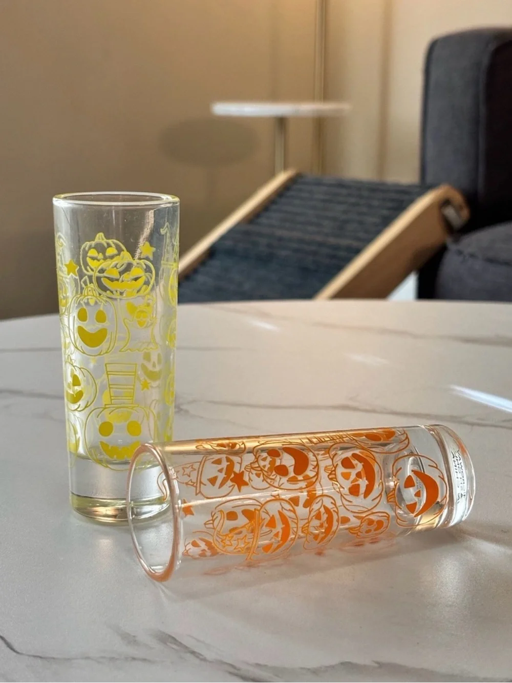 Halloween Pumpkin Shot Glasses - Yellow & Orange Jack-O'-Lanterns